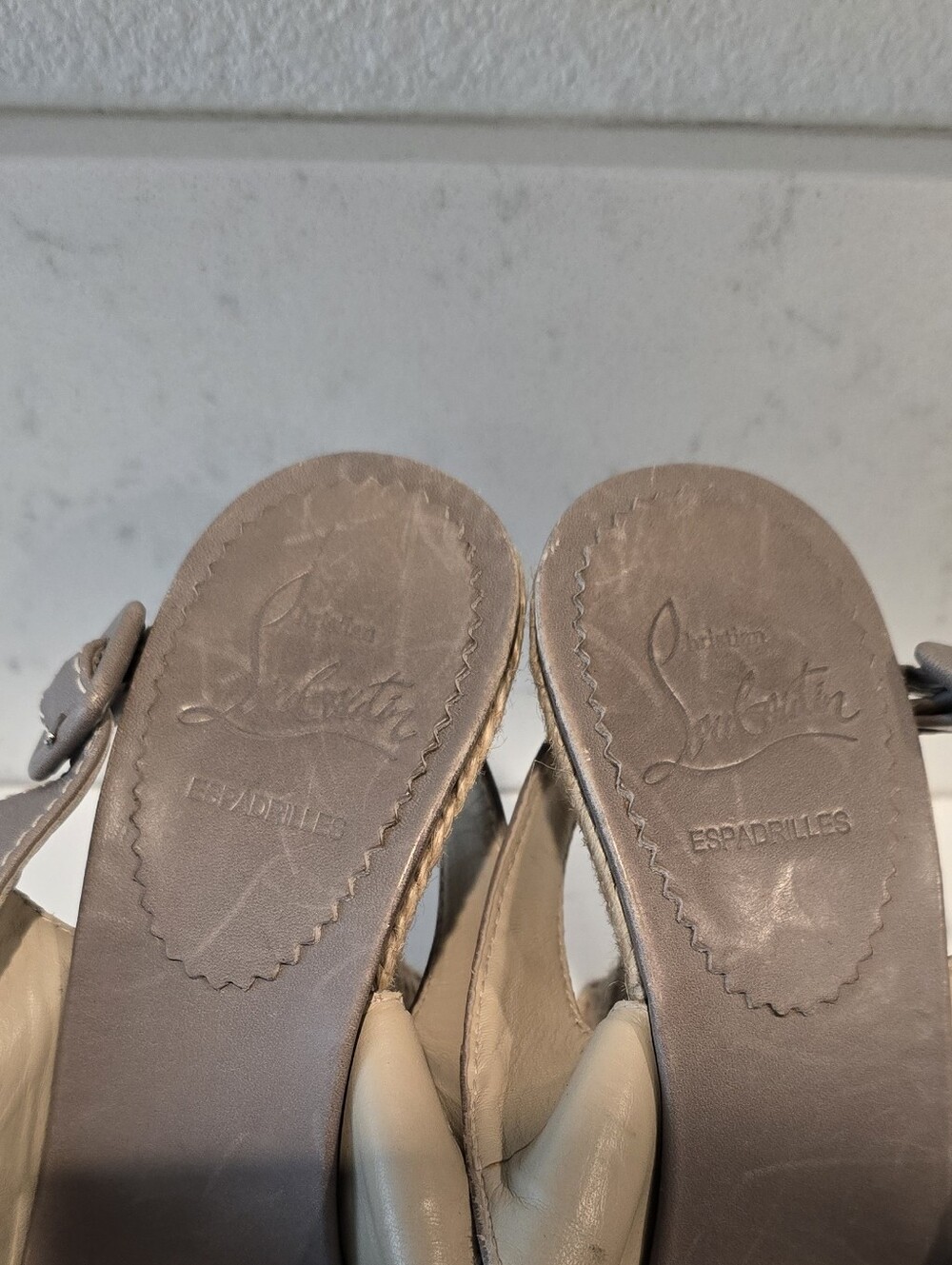 Authentic Christian Louboutin You Love Leather Espadrille Summer Wedge Sandal 37 - Picture 4 of 9